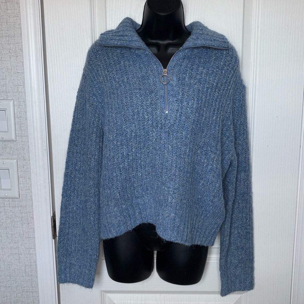 Blue Sweater with White Accents